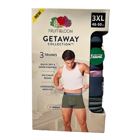 Fruit of the Loom Getaway Collection 3-Pack 3" Trunks Boxer Briefs  3XL  NWT - Picture 6 of 11